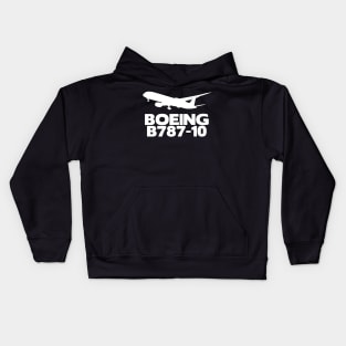 Boeing B787-10 Silhouette Print (White) Kids Hoodie